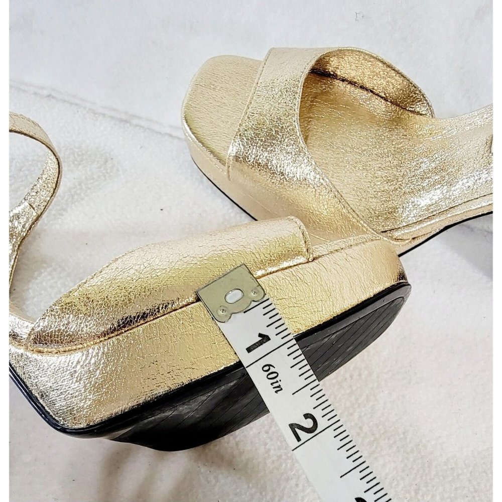 Zara Womens Gold Metallic Platforms Sandals Ultra High Block Heels Size 39 - Picture 14 of 16